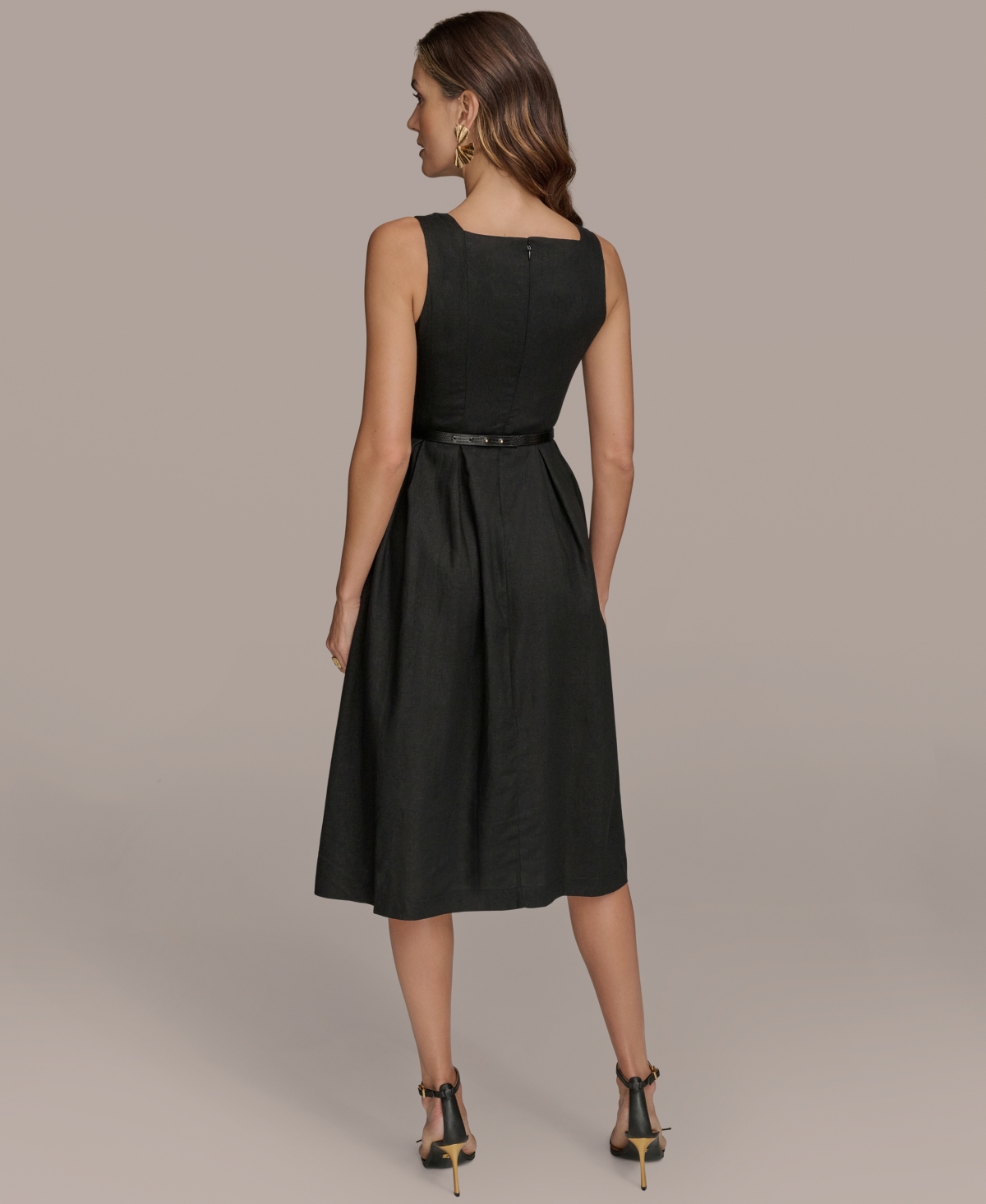 Donna Karan New York Linen Blend A-line Dress In Black