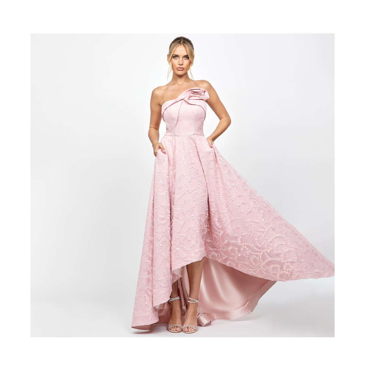 Bariano Women's Addyson Strapless Hi Lo Gown