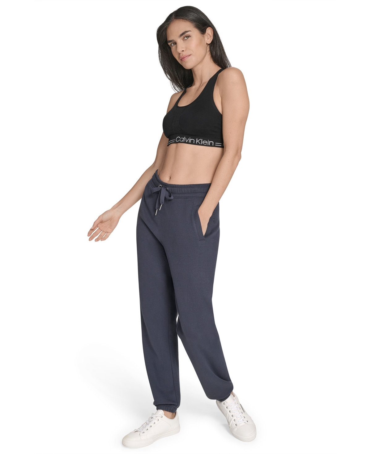 Calvin Klein Women's Fleece High Waist Drawstring Sweatpants In Blue