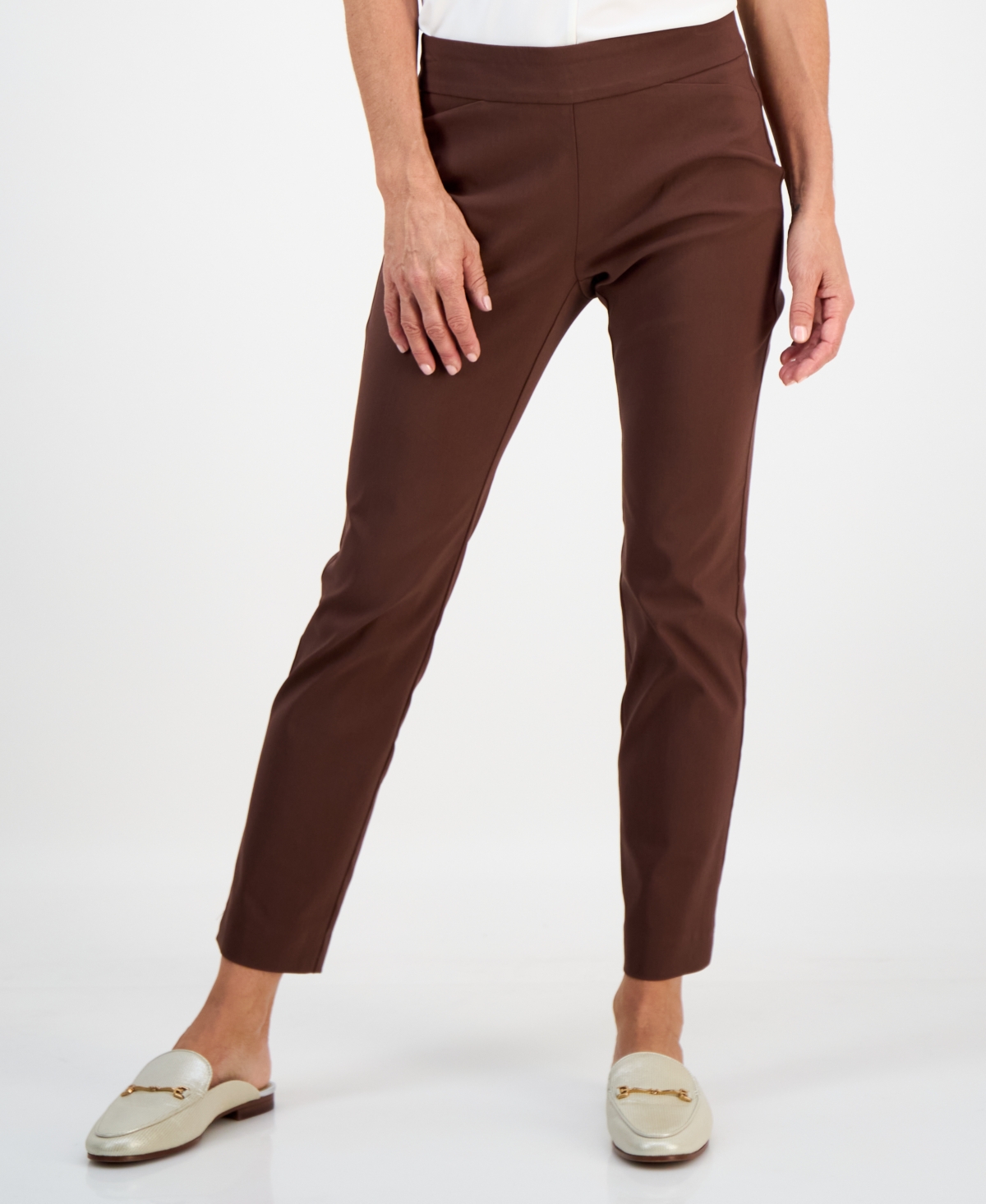 Jm Collection Petite Tummy-control Cambridge Stretch Slim-leg Pants, Created For Macy's In Brown