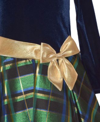 Girls' 7-16 Long-Sleeve Plaid Hipster Dress