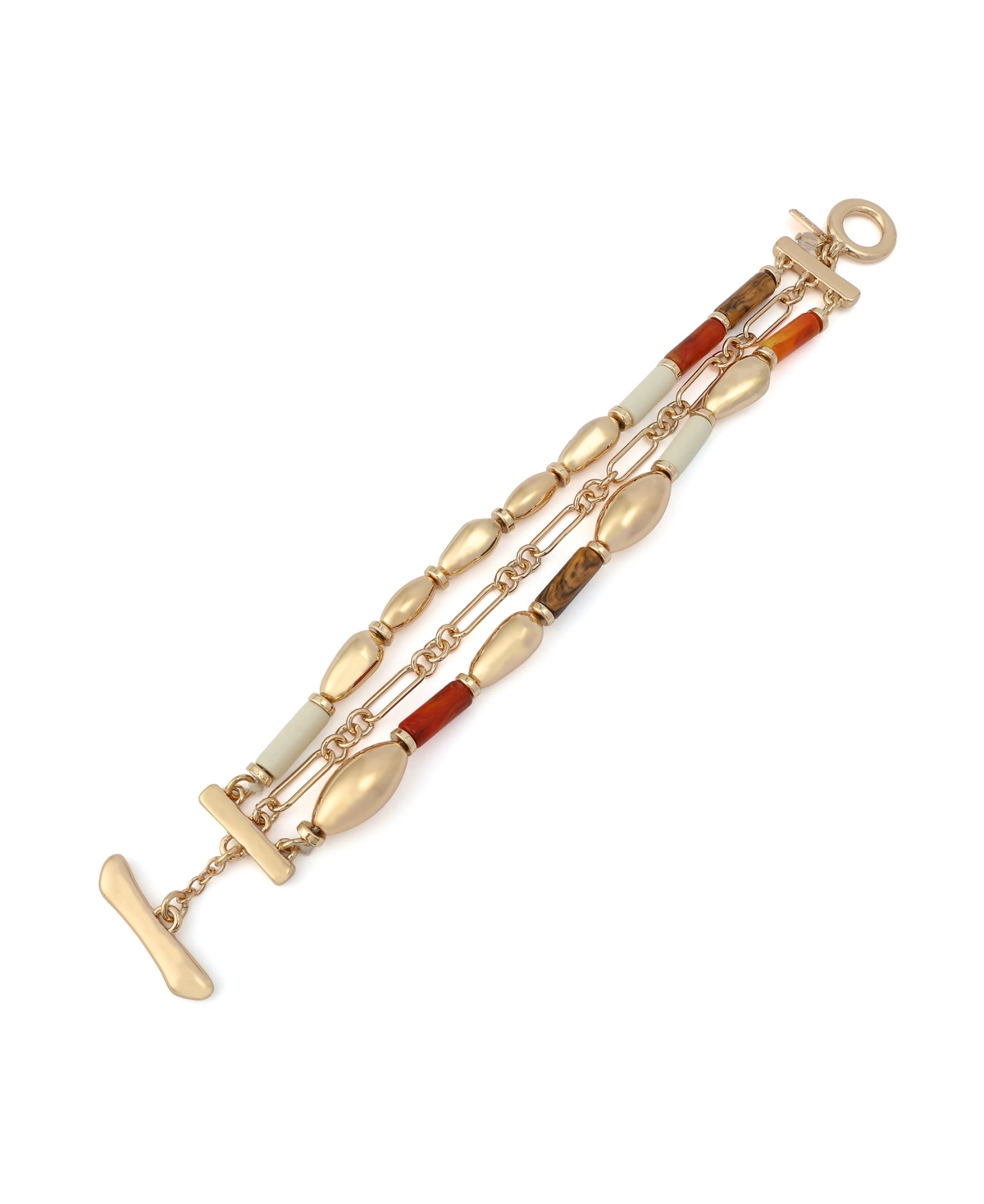 Robert Lee Morris Soho Mixed Stone Molten Beaded Bracelets In Gold