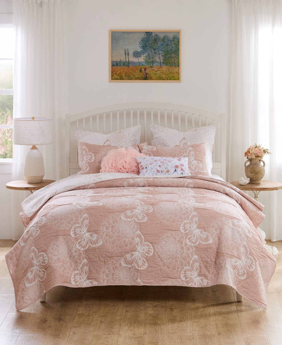 Greenland Home Fashions Mariposa Dahlia Matelasse 2-pc. Coverlet Set, Twin In Neutral