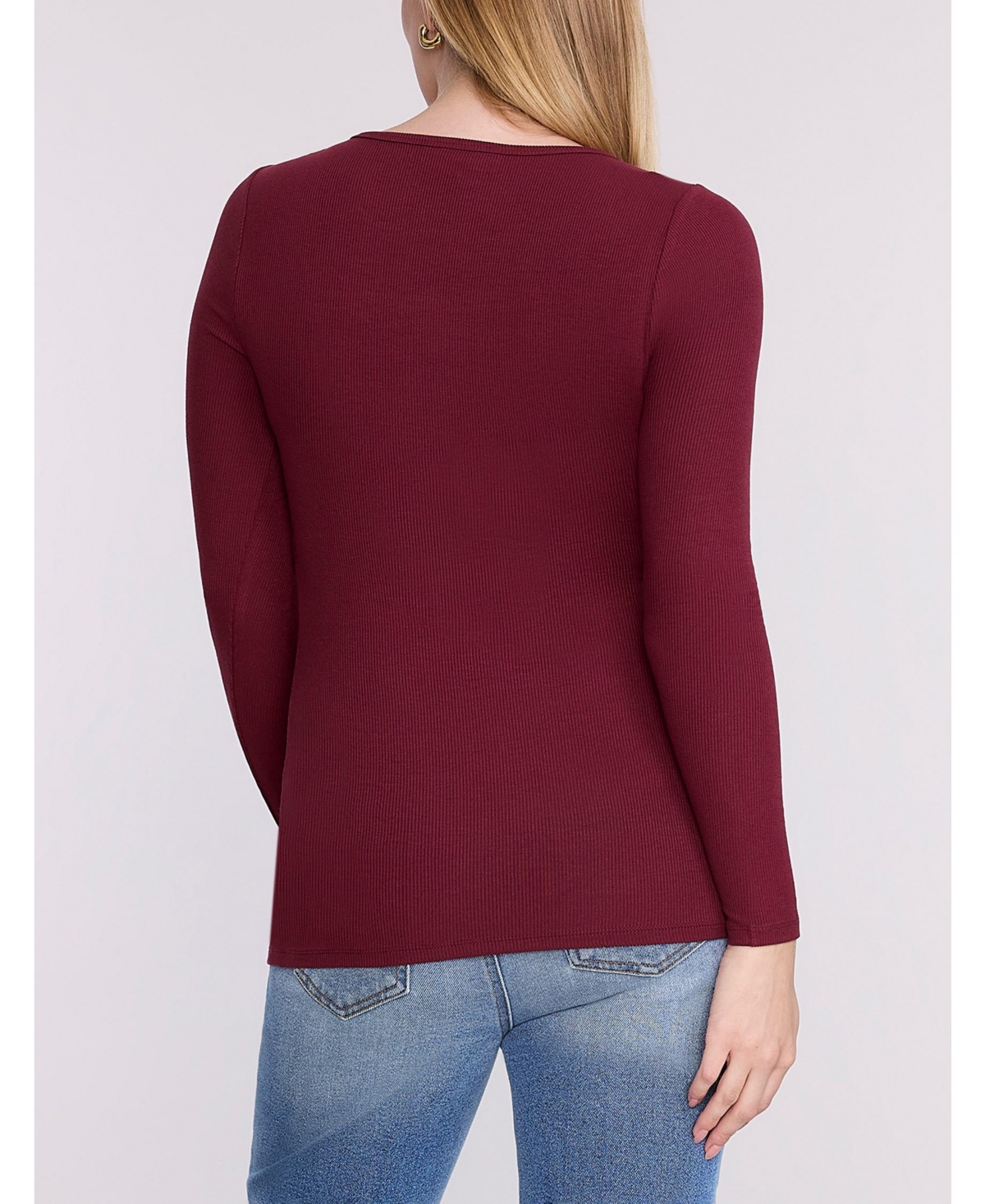 Motherhood Maternity Square Neck Rib Knit Long Sleeve Tee