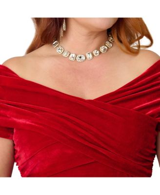 Plus Size Shirred Off Shoulder Swing Dress