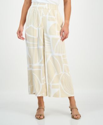 Petite Printed Cropped Pull-On Pants, Macy's Exclusive