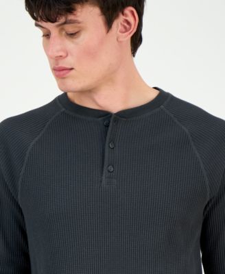Men's Thermal Waffle-Knit Henley Shirt, Macy's Exclusive