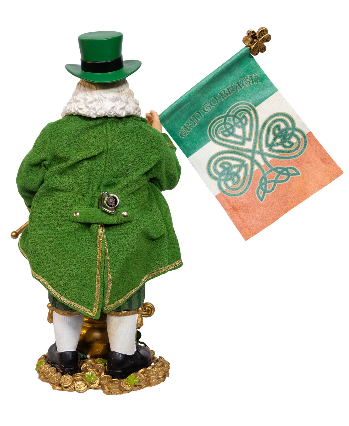 Kurt Adler 11-inch Fabriche Musical Irish Santa In Green