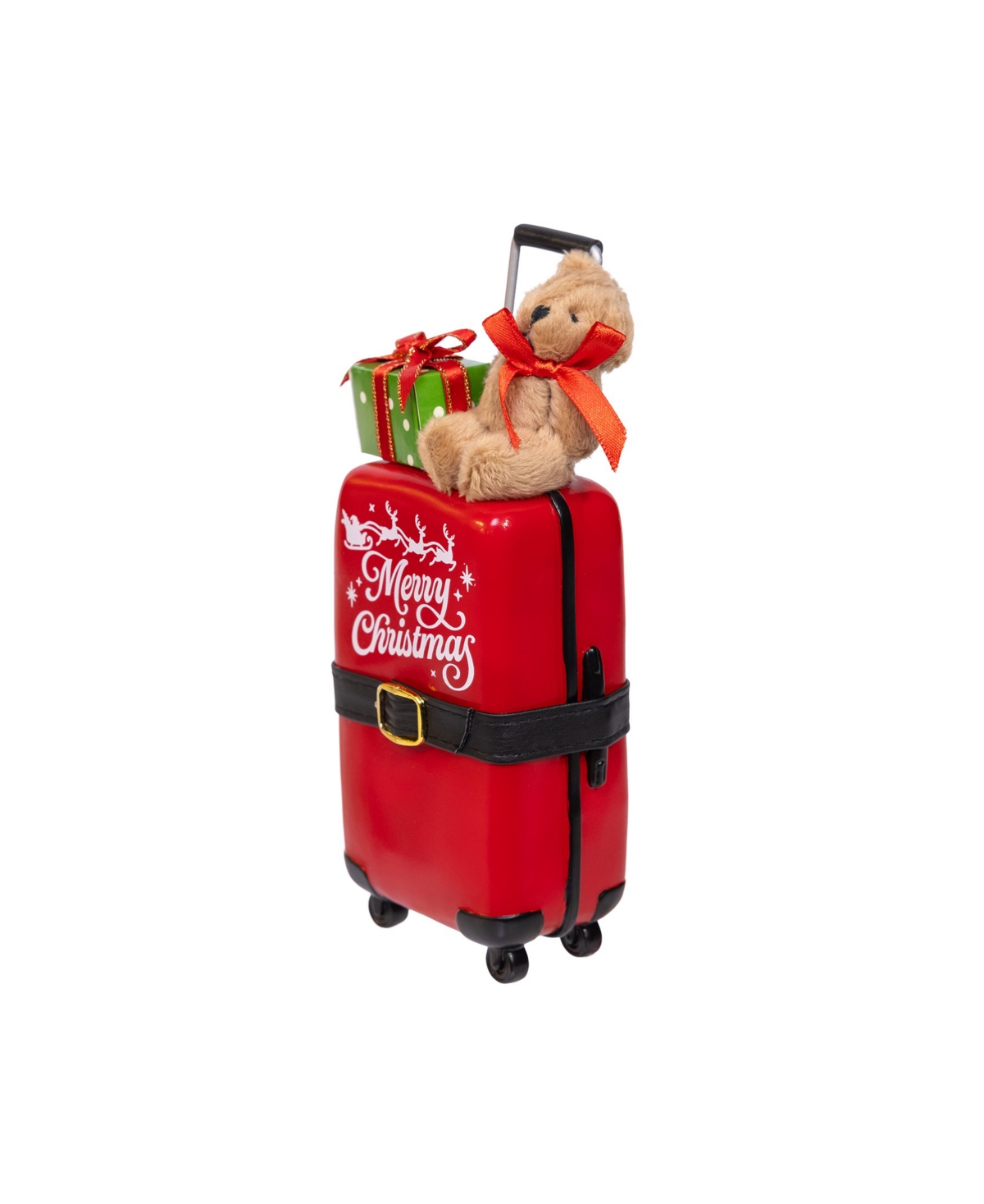 Kurt Adler 10.5-inch Fabriche Santa With Luggage, 2-piece Set In Red