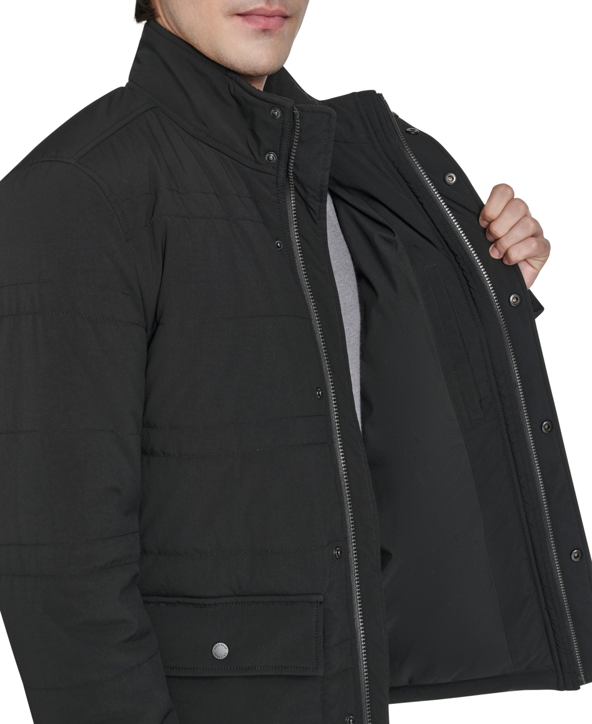 Cole Haan Men's Stretch Quilted Jacket - Black Size Xxl In Blue
