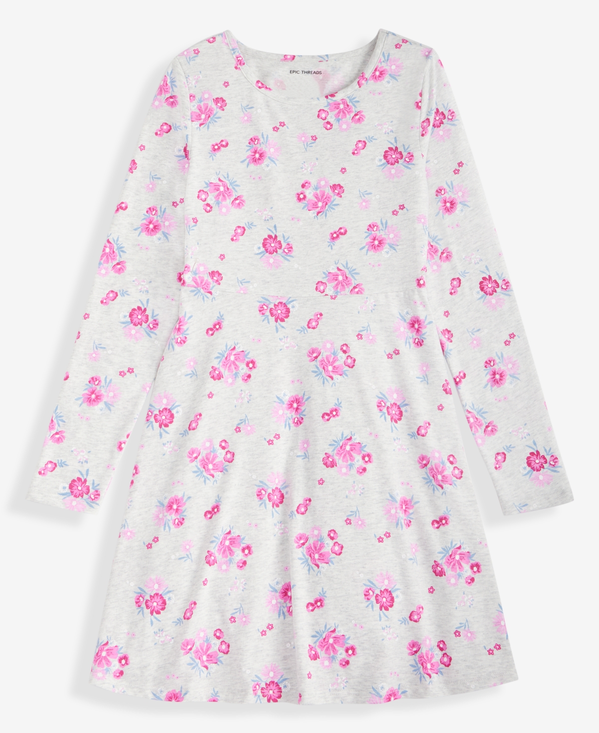 Epic Threads Girls 5-20 Meadow Floral Printed Long-Sleeve Dress, Macy's Exclusive