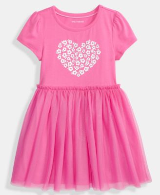 Girls Toddler 2T-4T Glitter Heart Short-Sleeve Tutu Dress, Macy's Exclusive