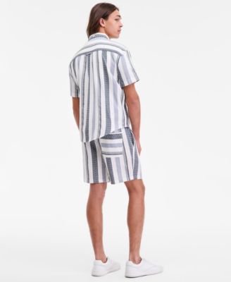 Sun + Stone Men's Eilish Regular-Fit 6" Striped Shorts and Striped Short-Sleeve Button-Up Shirt, Macy's Exclusive