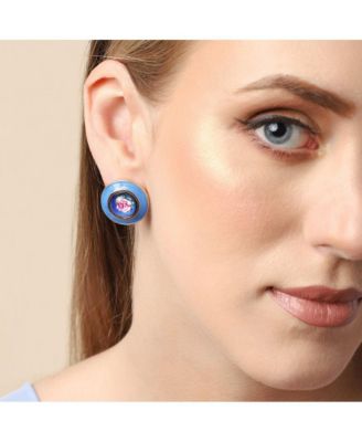 Women's Blue  Enamel Flower Stud Earrings