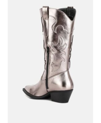 cowboy metallic faux leather cowboy boots