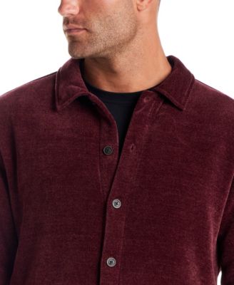 Men's Brushed Corded Button-Front Shirt Jacket