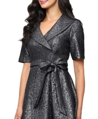 Women's Textured Jacquard A-Line Midi Dress