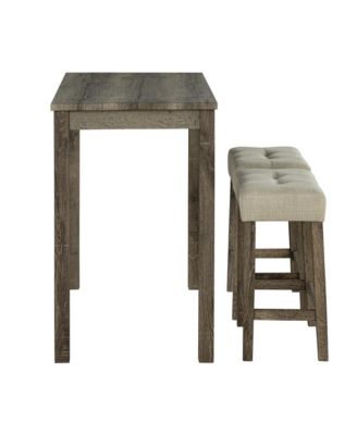 3-Piece Bar Table and Chairs Set Tall Dining Table with Upholstered Bar Stool for Living Room Kitchen