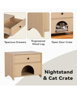 Storage Cabinet with Drawer Pet-Friendly Storage Side Table with Storage for Living Room Bedroom