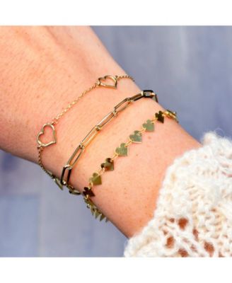 Gold Mirrored Heart Bracelet 14K Gold