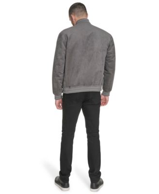 Men's Faux Suede Varsity Bomber with Patches