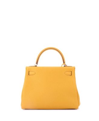 Kelly 28 Handbag Yellow Togo with Palladium Hardware