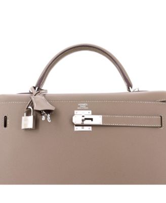 Kelly 32 Handbag Grey Epsom with Palladium Hardware