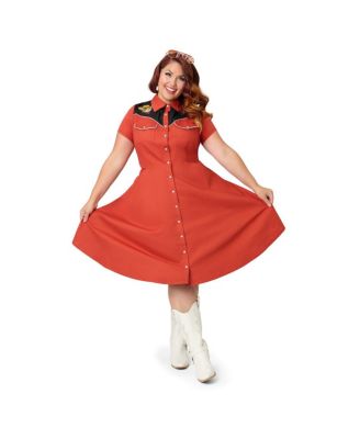 Plus Size Embroidered Western Flare Dress