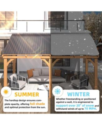 14' x 10' Outdoor Wooden Gazebo, Patio Lean to Hardtop Pergolas and Gazebos