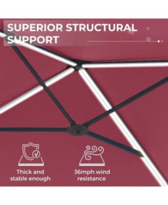 10FT Large Patio Umbrella with Solar Lights, Rectangle Wall Mounted Outdoor Patio Umbrella