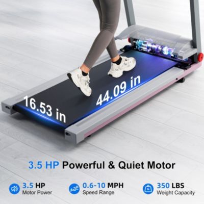 Superun Foldable Treadmill for Home: Features a 3.5 HP motor, 5% incline, and 350 lbs capacity. Compact, app-controlled design ideal for space-saving