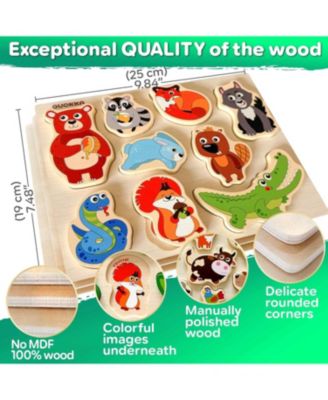3x25 Pcs Chunky Wooden Puzzles for Toddlers 2-4 Ages