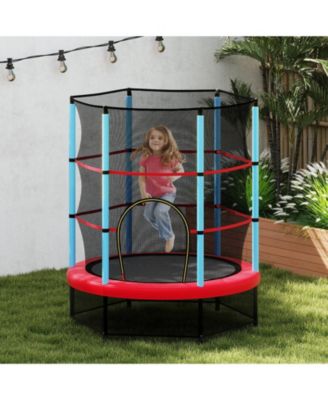 55'' Mini Trampoline for Kids w/ Safety Enclosure Net & Seamless Design