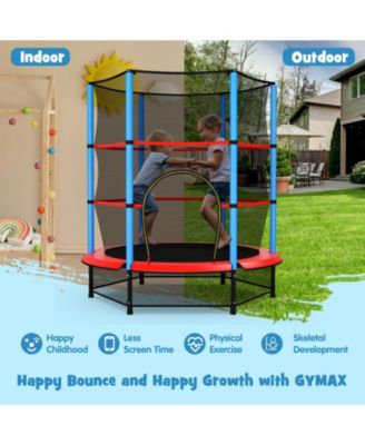 55'' Mini Trampoline for Kids w/ Safety Enclosure Net & Seamless Design