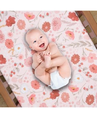 Flower Power 3-Piece Floral Baby Nursery Crib Bedding Set