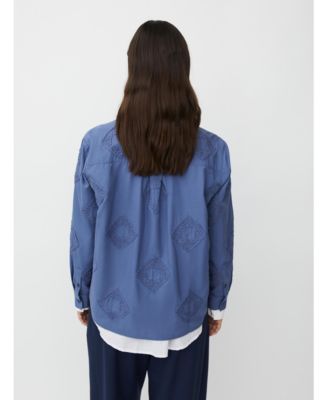 Women's 100% Cotton Long Sleeve Collared Shirt