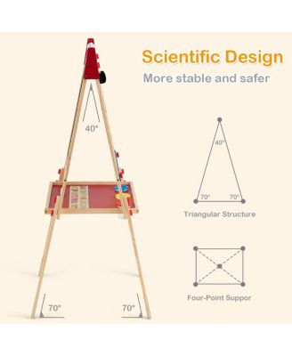All-in-One Wooden Kid's Art Easel Height Adjustable Paper Roll