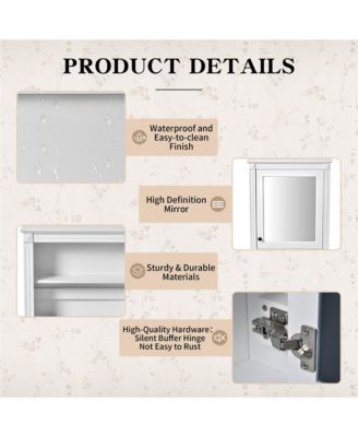 24" x 27" MDF Adjustable Shelf & Soft-Close Hinges Wall-Mounted Mirror Cabinet