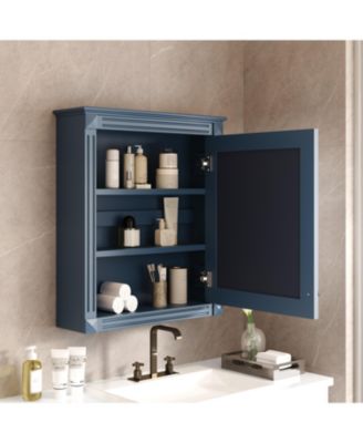 24" x 27" MDF Adjustable Shelf & Soft-Close Hinges Wall-Mounted Mirror Cabinet
