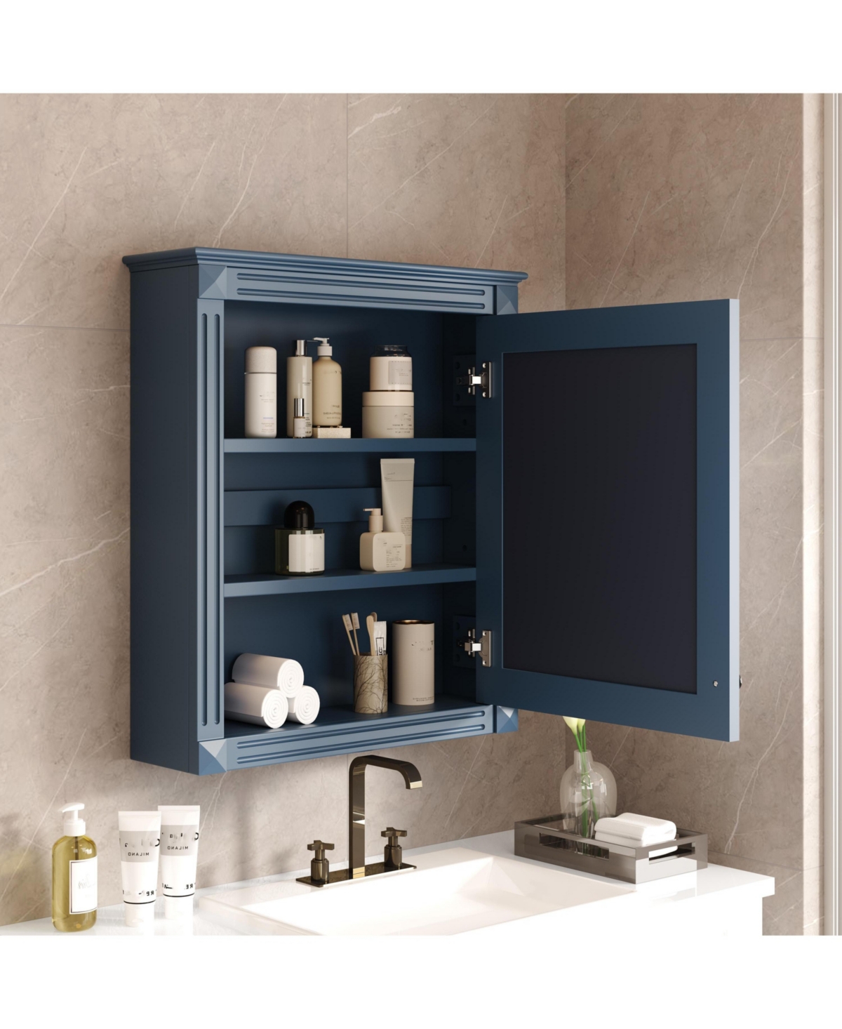Casainc 24'' x 27'' Wall Mounted Bathroom Cabinet with Mirror & Adjustable Shelf