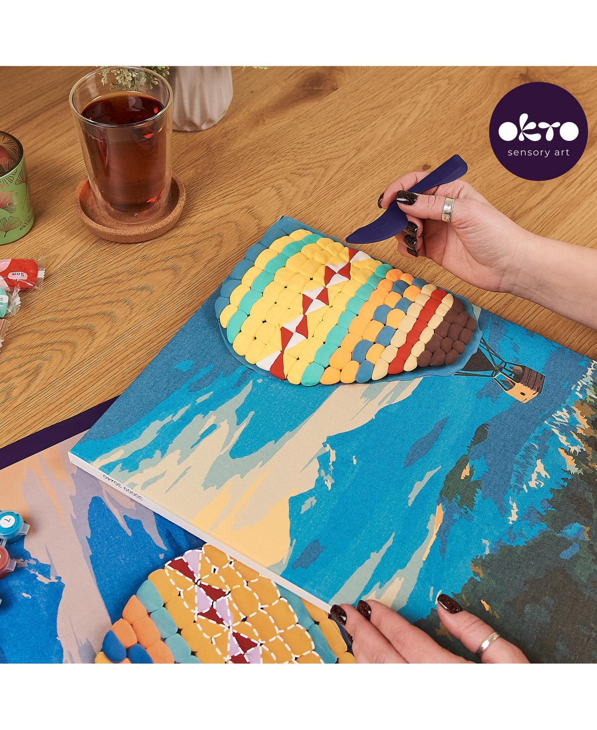 Wise Elk Okto Air-Dry Clay 3D Painting Kit – Hot Air Balloon (11.8 x 15.7 in)