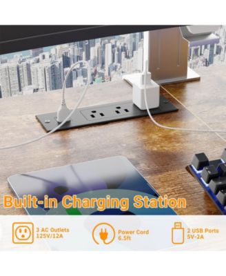 8.8'' W Rectangle Computer Desk, Wood Top Study Workstation