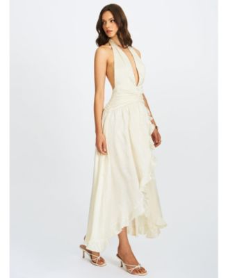 Women's Nalani Floral Ivory Ruffled Halter Maxi Dress