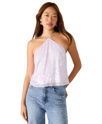 Steve Madden - Women's Lorenna Sequin Halter Neck Top