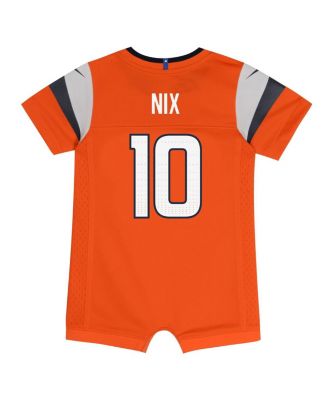 Baby Boys and Girls Bo Nix Orange Denver Broncos Game Romper Jersey