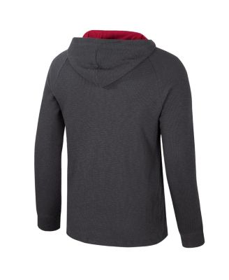 Men's Charcoal Arkansas Razorbacks Dujour Raglan Long Sleeve Henley Hoodie T-Shirt