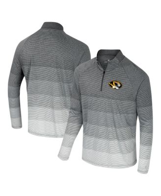 Colosseum - Men's Gray Missouri Tigers AI Striped Mesh Quarter-Zip Raglan Windshirt