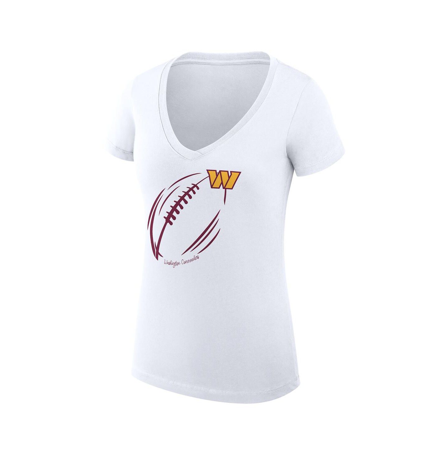 Женская футболка G-III 4Her by Carl Banks White Washington Commanders Super-Slim Fit Lightweight Subtle Football V-Neck — фото 2