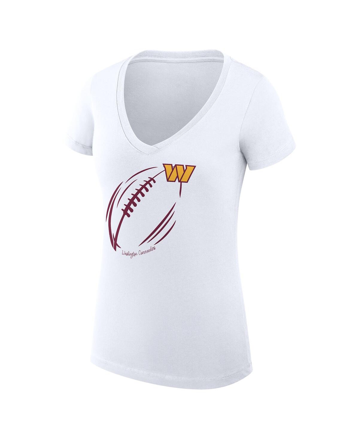 G-iii 4her By Carl Banks Women's White Washington Commanders Super-slim Fit Lightweight Subtle Football V-neck T-shirt In White