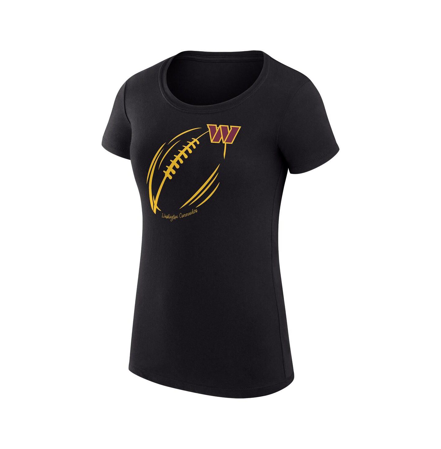 Женская футболка G-III 4Her by Carl Banks Black Washington Commanders Super-Slim Fit Lightweight Subtle Football — фото 2